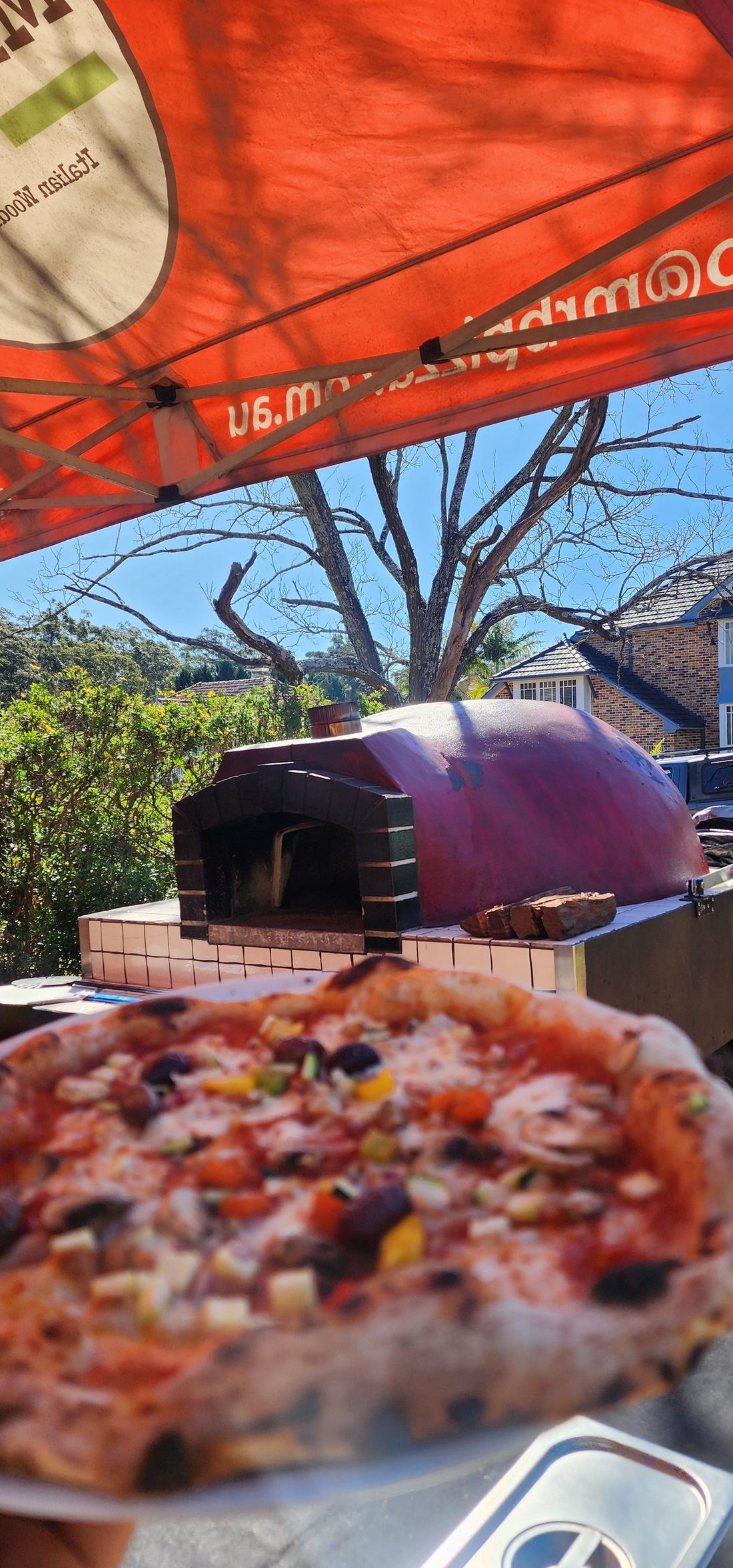 Azzurri mobile Italian pizza oven on-site at a private event
